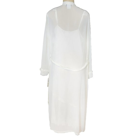 💕 New Vintage White Floral Embroidered Linea Donatella Slip Chemise & Robe Set - Picture 8 of 15